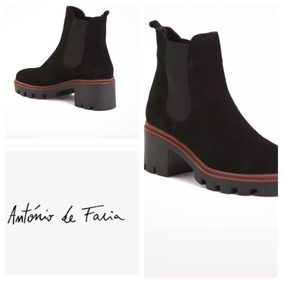 Antonio De Faria | Black Chunky Suede Bootie - Picture 1 of 7